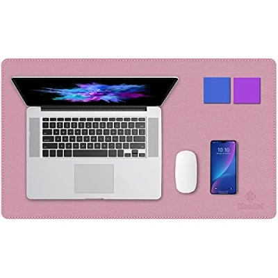 Abbildung von Upgrade Knodel Tischunterlage, Schreibtischunterlage, 60cm x 35cm PVC Leder Laptop wasserdichte Schreibunterlage für Büro oder Heimbereich, doppelseitig (Purpur)