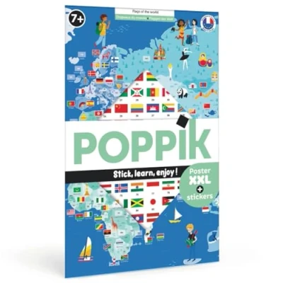 Abbildung von Poppik Les drapeaux du monde: 1 poster + 200 stickers repositionnables