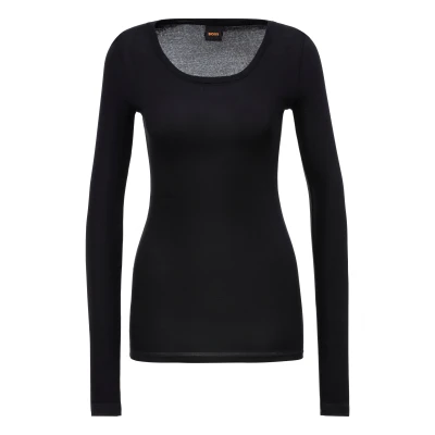 Abbildung von BOSS Elayer Langarmshirt, Damen, Größe: Large, Black