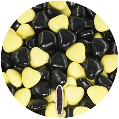 Abbildung von EinsSein 1kg Schokoherzen Dragees Mix gelb schwarz glanz Gastgeschenke Fußball Dortmund Kindergeburtstag Alternative zu Schokodragees Schokolinsen Herz für Candy Bar Süssigkeiten