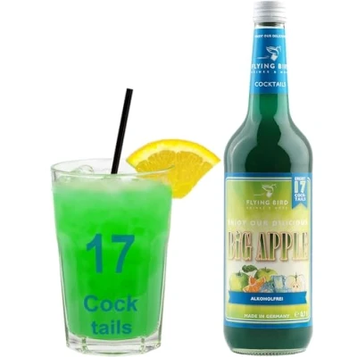 Abbildung von Big Apple Cocktail alkoholfrei Bar Premix für 17 fertige Cocktails Flasche 0,7l mit allen Zutaten Einfach Orangensaft mixen, fertig