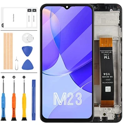 Abbildung von Für Samsung Galaxy M23 LCD Bildschirm Ersatz M236 SM M236B M236B/DS Display Touchscreen Digitizer Montage Reparaturset + Werkzeug (Schwarz mit Rahmen)