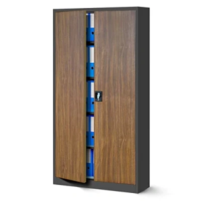 Abbildung von Jan Nowak Aktenschrank C001 Büroschrank Metallschrank Stahlschrank Aufbewahrungsschrank Pulverbeschichtet 4 Verstellbare Fachböden Abschließbar 185 cm x 90 40 (Anthrazit Holzoptik)