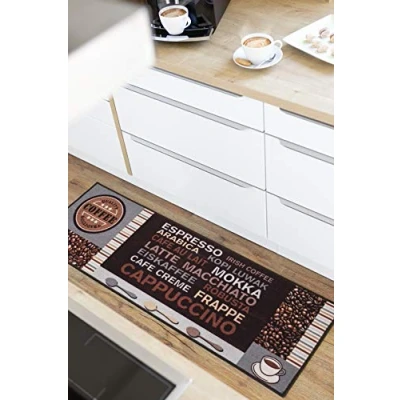 Abbildung von Küchenläufer Cafe Creme, Andiamo, rechteckig, Höhe: 4 mm, Motiv Kaffee, mit Schriftzug, Größe 50x150 cm, Küche