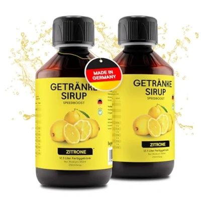 Abbildung von hCGC® Immunsystem Sirup SpeedBoost 2x 250ml, Vegan Zuckerfreies Getränkekonzentrat für 12,5L Fertiggetränk Fruchtsirup Booster mit Vitaminen, Magnesium &amp; L Carnitin Zitrone