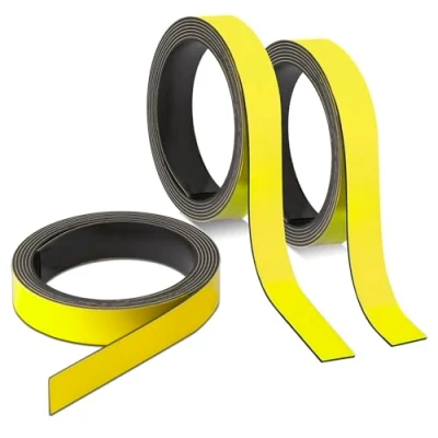 Abbildung von 3x Magnet Streifen Gelb I ca. 1 cm x m Magnetband zum markieren einteilen auf Whiteboards Lager Regale Kalender Etiketten mag239