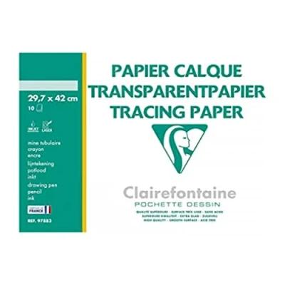 Abbildung von Clairefontaine 96883C Packung mit 10 Bogen Transparentpapier, 70g, DIN A3, Transparent, 1 Pack