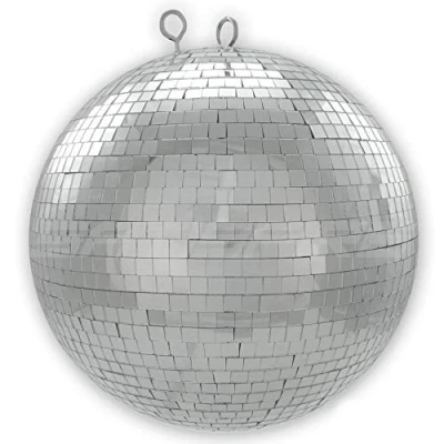 Abbildung von SATISFIRE Discolicht Spiegelkugel 30cm silber Safety Discokugel Mirrorball party Disko Deko