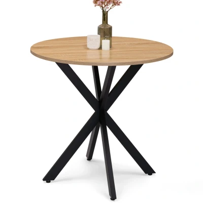 Abbildung von IDMarket Esstisch, rund, Alix, 2 4 Personen, Spinnenfuß, Holz und Schwarz, 80 cm