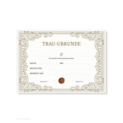 Abbildung von Frank Paperman Hochzeitskarte Urkunde Eheschließung, Trauzeuge, klassisches Design, orginelle Hochzeitsgeschenke, Vordruck im DIN A4 Format, Standesamt