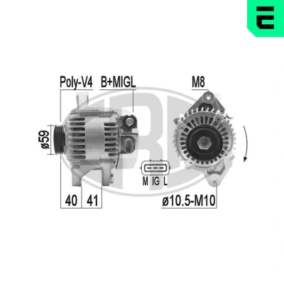 Abbildung von ERA 209371A Lichtmaschine 14V 90A TOYOTA: Yaris II Schrägheck, I Verso