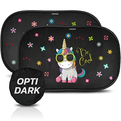 Abbildung von CARAMAZ Sonnenschutz Auto Baby mit UV Schutz Zertifiziert Opti Dark Saugnapf Seitenscheibe Autofenster Kinder Verdunklung 51x31cm, 2 Stück