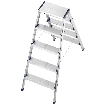 Abbildung von Hailo Doppelleiter &quot;D60 StandardLine&quot;, (1 St.), Alu Sicherheits Doppelstufenleiter 2x5 Stufen