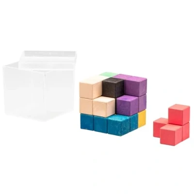 Abbildung von WISSNER Active Learning Soma Würfel, 7 farbige Elemente aus rewood® in einer Biobox
