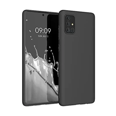 Abbildung von kwmobile Hülle kompatibel mit Samsung Galaxy A71 Silikon Handy Case Handyhülle weiche Oberfläche kabelloses Laden Schwarz matt