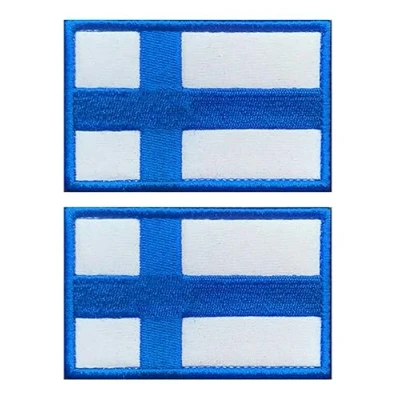 Abbildung von 2 St. Finnland Flagge Patch Taktisch Finnisch Nationales Emblem, Bestickter Aufnäher mit Verschluss, Militär Bänder für Rucksäcke Kleidung Taschen Uniform Weste Jersey Reisen