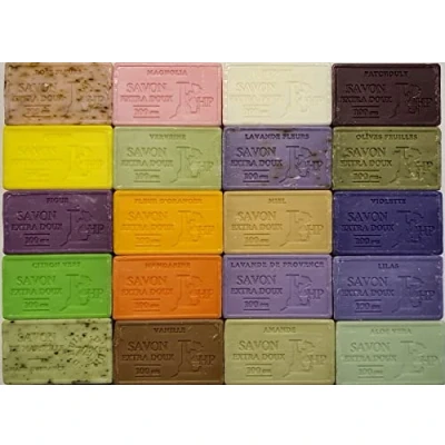 Abbildung von 8 Seifen der Lavanderaie de Haute Provence Savon Marseille in dekorativer Geschenkbox aus Zusammensetzung je nach Lagerverfügbarkeit Kilopreis 31,24E