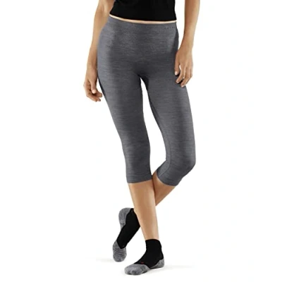 Abbildung von FALKE Damen Baselayer Hose Wool Tech Light 3/4 W TI Wolle Schnelltrocknend 1 Stück, Grau (Grey Heather 3757), XS