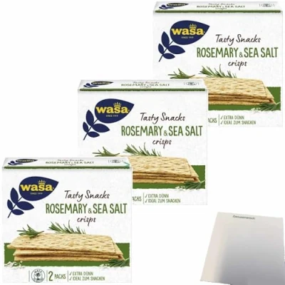 Abbildung von usy Bundle für Wasa Knäckebrot Delicate Crisp Rosemary &amp; Sea Salt 3er Pack (3x190g Packung) + Block