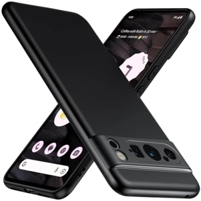 Abbildung von Verco Kompatibel mit Google Pixel 8 Pro Hülle, Matte Rückschale Schutzhülle für Case Silikon Handyhülle Schwarz