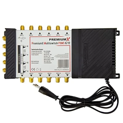Abbildung von PremiumX PXMS 9/12 Multischalter mit Netzteil Multiswitch 2 SAT für 12 Teilnehmer Satverteiler Digital HDTV FullHD 4K UHD 8K