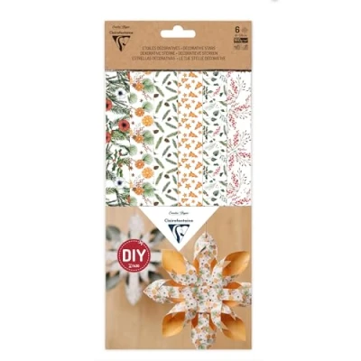 Abbildung von Clairefontaine 95868C Kreativset für Erwachsene, 6 dekorative Sternen aus Papier (160g) zum Basteln, ideal als DIY Projekt in der Weihnachtszeit, 1 Set