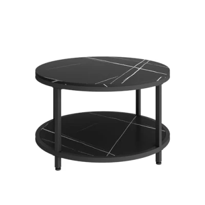 Abbildung von Vicco Couchtisch Ontario, Marmor/Schwarz, 80 x 46 cm Rund