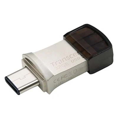 Abbildung von Transcend JetFlash 890 32GB USB Type C zu 3.1 Gen 1 Dual Connector OTG Flash Drive für Android TS32GJF890S, Silber