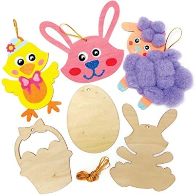 Abbildung von Baker Ross AX807 Osterdekoration aus Holz 12er Pack, Bastelidee zu Ostern für Kinder zum Verzieren und als Dekoidee