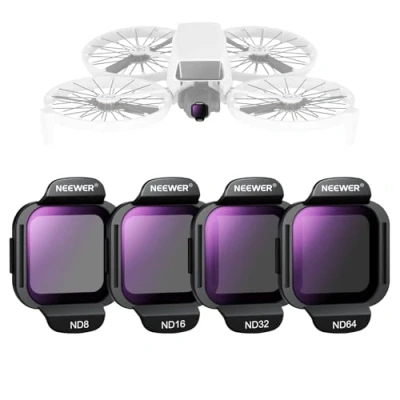Abbildung von NEEWER ND Filter Set kompatibel mit DJI Flip Drone (4er Pack), ND8 ND16 ND32 ND64, Snap On, mehrfach beschichtetes optisches HD Glas, Graufilter Objektivfilter Zubehör Kit, FL N34