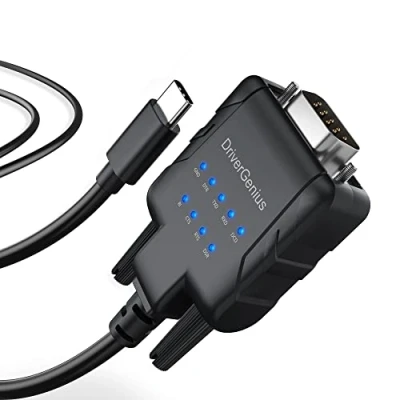 Abbildung von DriverGenius 1 Port USB C zu Seriell RS232 (DB9) Adapter Konverter Compatibel mit Windows 11, macOS 14 9 x LEDs, USB232A E