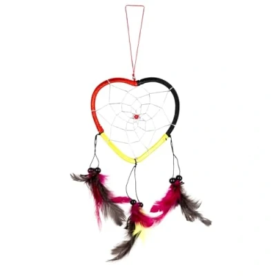 Abbildung von Ca 35cm x 11 Herz Dreamcatcher Traumfänger Gelb Rot Schwarz Auto