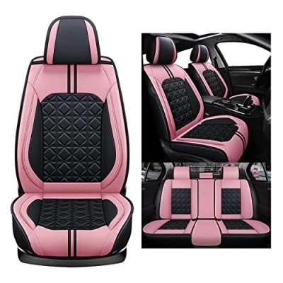 Abbildung von nenyan Autositzbezüge Komplett Set Universal in Premium Design Schonbezüge für die Vordersitze &amp; Rückbank Auto Sitzbezüge Airbag Geeignet Wasserdicht Sitzbezug Rosa Standard
