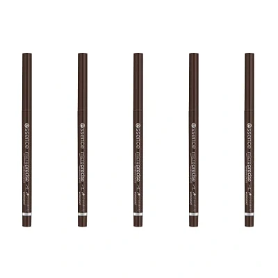 Abbildung von essence micro precise eyebrow pencil, Nr. 03, Braun, langanhaltend, definierend, natürlich, vegan, wasserfest, ohne Mikroplastikpartikel, Parfüm, 5er Pack (5x0.05g)