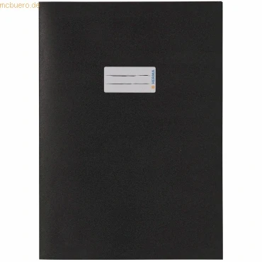 Abbildung von HERMA 7096 Heftumschlag A4 Papier Schwarz, Hefthülle mit Beschriftungsfeld aus extrem kräftigen &amp; satten Farben, Heftschoner für Schulhefte, farbig