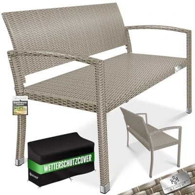 Abbildung von KESSER Gartenbank, Polyrattan 2 Sitzer Wetterfest, Rattan Sitzbank UV Beständig