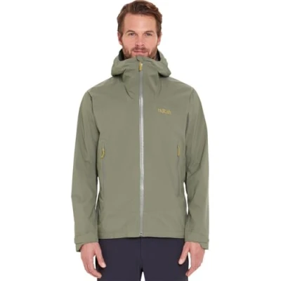 Abbildung von Rab Herren Downpour Light Jacket Leichte wasserdichte Kapuzenjacke zum Wandern &amp; Trekking, Hellkhaki, M