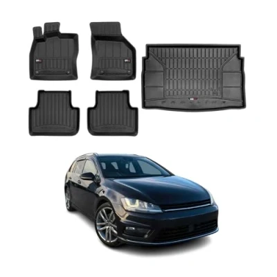 Abbildung von OMAC Fußmatten &amp; Kofferraumwanne Set kompatibel mit VW Golf Sportsvan 2014 2020 Gummi 5X