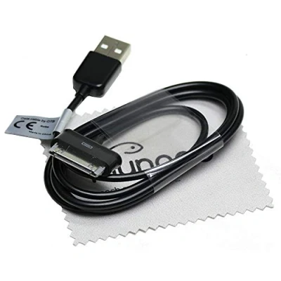 Abbildung von Kabel Daten und Ladekabel USB kompatibel für Samsung ECC1DP0UBE Galaxy Tab/Galaxy Tab 2/Galaxy Note 10.1/schwarz OTB mit mungoo Displayputztuch