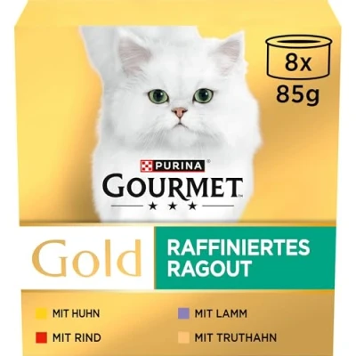 Abbildung von Gourmet Gold Raffiniertes Ragout Katzenfutter nass, Sorten Mix, 12er Pack (12 x 8 Dosen à 85g)