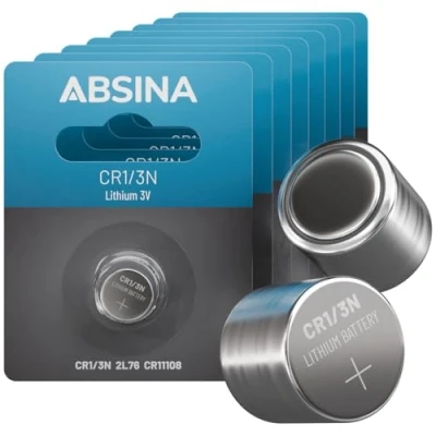 Abbildung von ABSINA 6X CR1/3N Batterie Lithium 3V CR11108 auslaufsicher &amp; mit Langer Haltbarkeit 160mAh DL 1/3N, 2L76, CR DL1/3N, CR1 3N, Knopfzelle