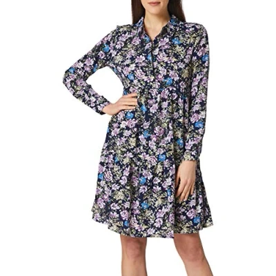Abbildung von JDY Piper Blusenkleid, Damen, Größe: 36, Black iris/purple/parisian blue