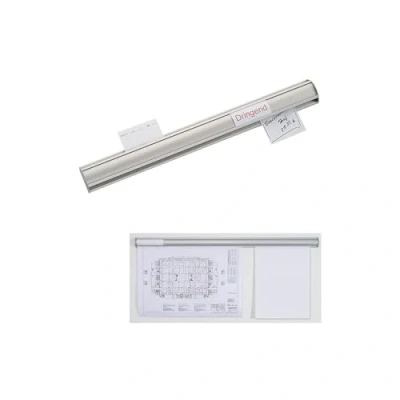 Abbildung von MAUL Klemmleiste MAULballfix 50cm Wandklemmleiste aus Aluminium zum Anbringen von Zeichnungen, Pläne, Fotos oder Poster Organizer für Büro, Werkstatt und Flur