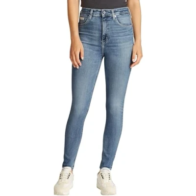 Abbildung von Calvin Klein Damen Jeans Hose Super Skinny Ankle High Waist, Blau (Denim Light), 24W