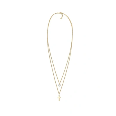 Abbildung von Elli Kreuz Mondstein Halskette goldcoloured/white, Damen, Größe: 45, Gold coloured/white