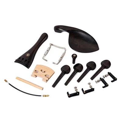 Abbildung von Alnicov 15 Stück 4/4 Violinen Set, volle GröÃŸe, Violinenzubehör, Saitenhalter, Kinnhalter, Klemme, Endstift