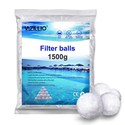 Abbildung von VAZILLIO Pool Filterbälle Entspricht 55 kg Filtersand 1500g Extra langlebige Filter Balls für Sandfilter, Schwimmbad, Filterpumpe，Sandfilteranlage (1500, Gramm)