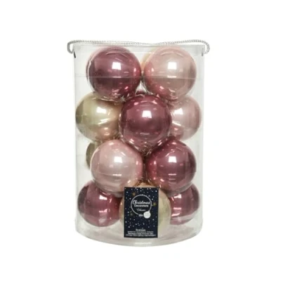 Abbildung von Kaemingk Weihnachtskugeln Glas 8cm x 16 Stück Christbaumkugeln Hellrosa Champagner pink Altrosa Perle