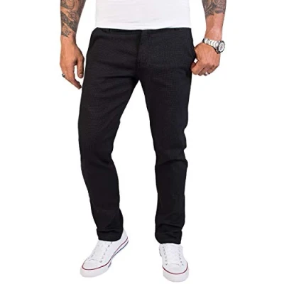 Abbildung von Rock Creek Herren Chino Hose Slim Fit Business Hosen Chinohose Stoffhose Chinos für Männer Casual Elegante RC 2154 Schwarz W31 L32