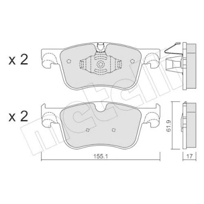 Abbildung von METELLI 22 0984 0 Bremsbelagsatz für Verschleißwarnanzeiger vorbereitet CITROËN: C4 Grand Picasso 2, Spacetourer